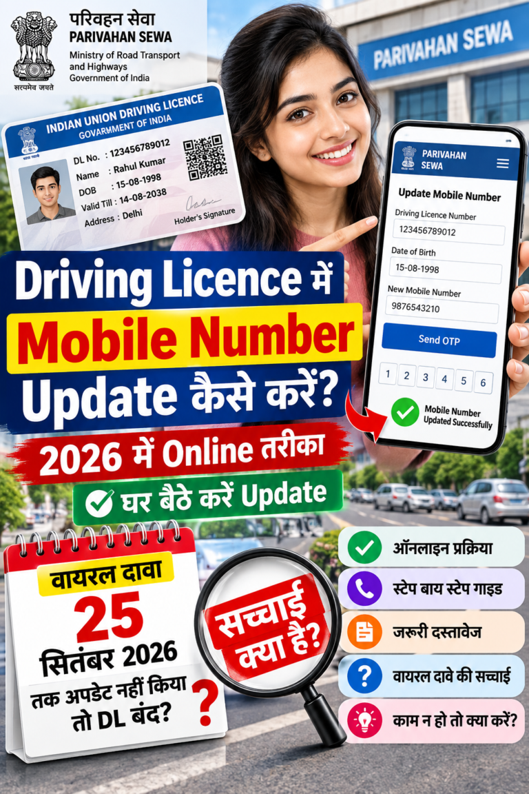 Driving Licence Mobile Number Update 2026